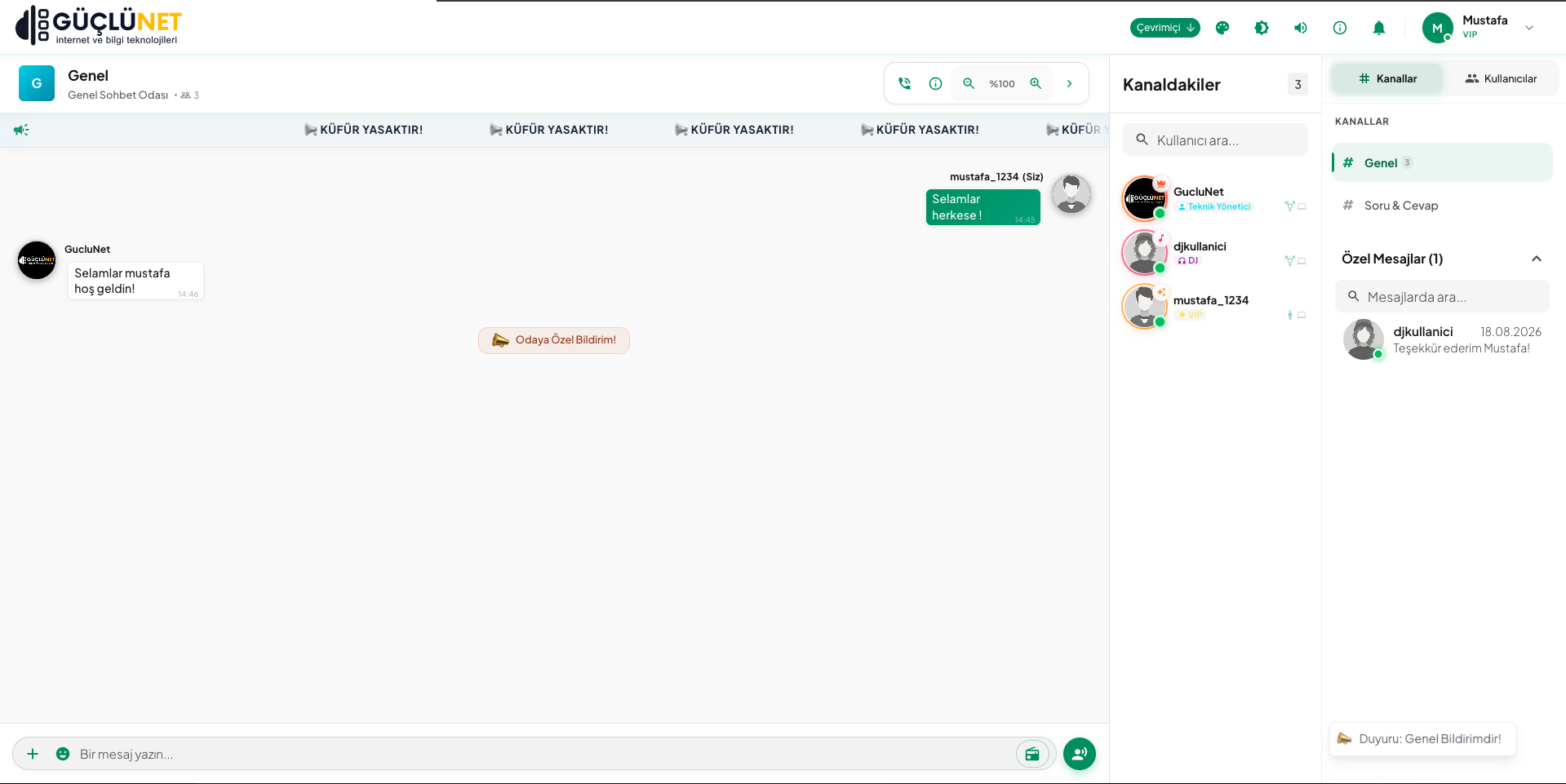 GChat Bildirim Gönderme