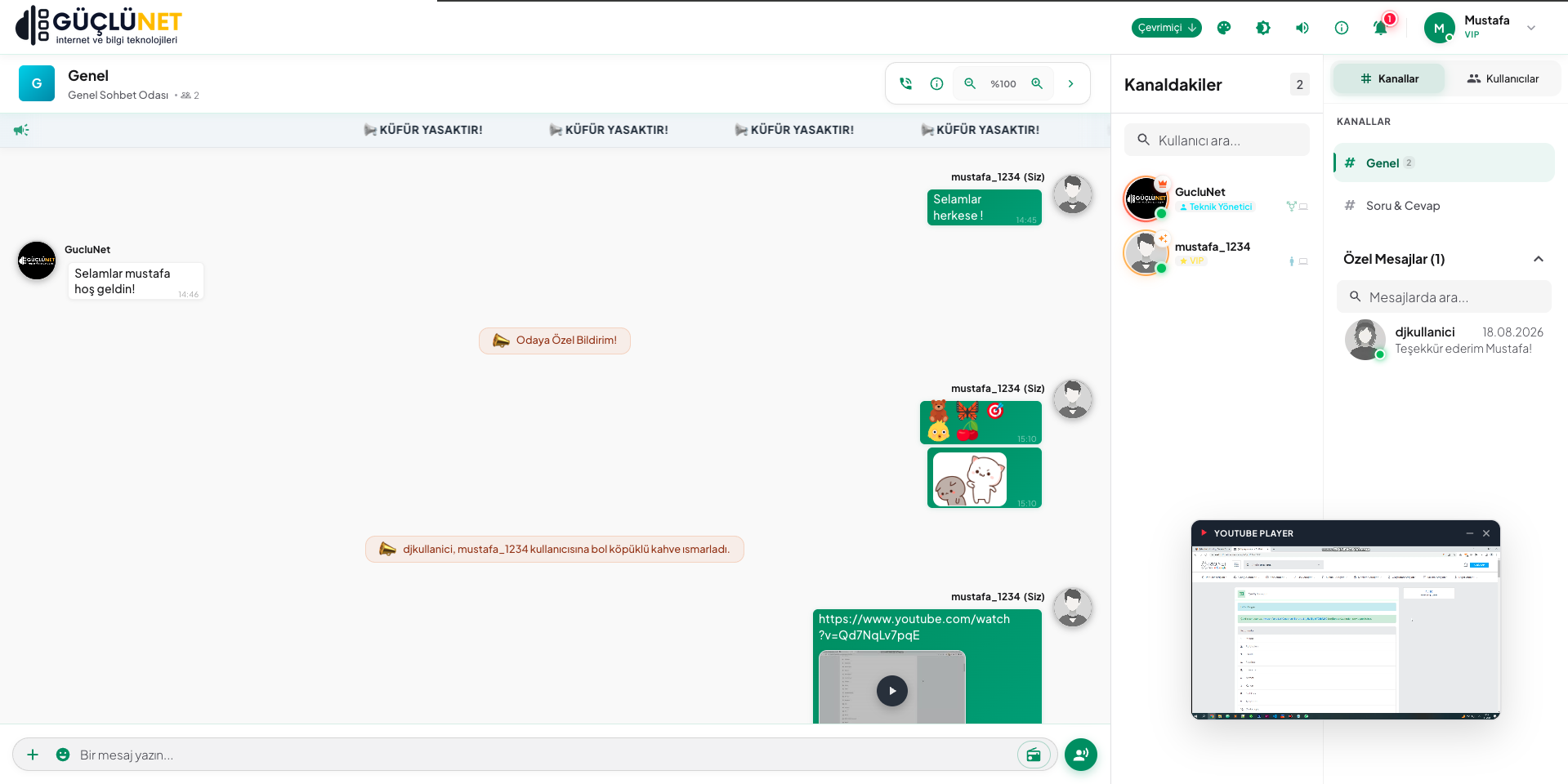 GChat Gelişmiş YouTube Oynatıcı
