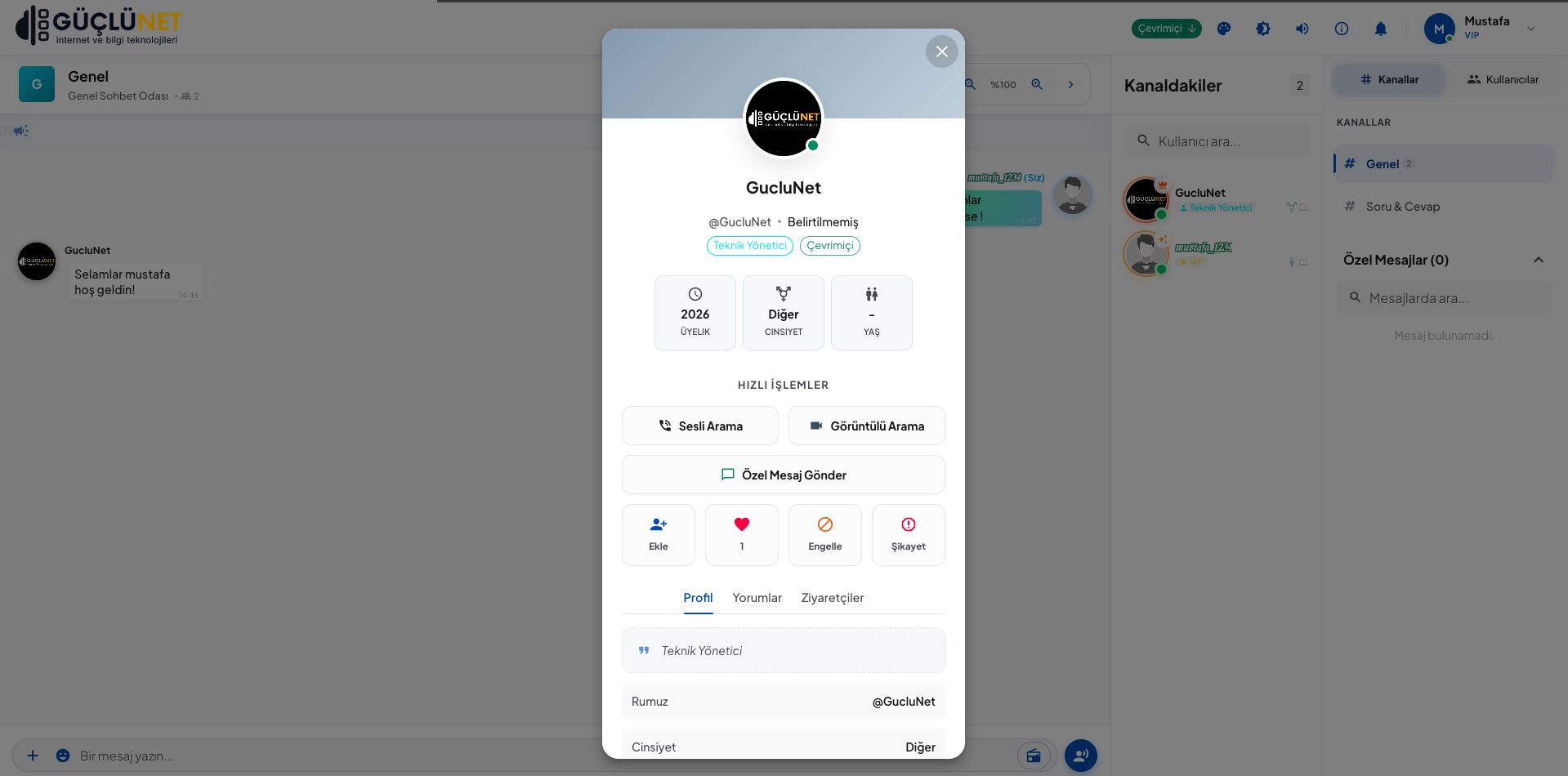 GChat Profil Özellikleri