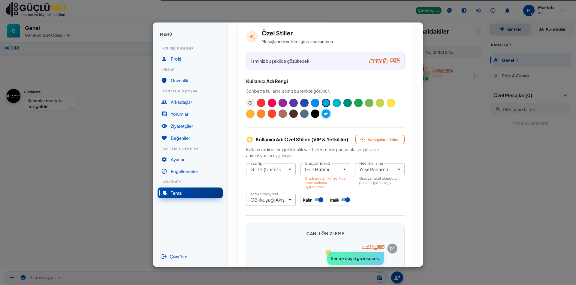 GChat Nick Renk Ayarları